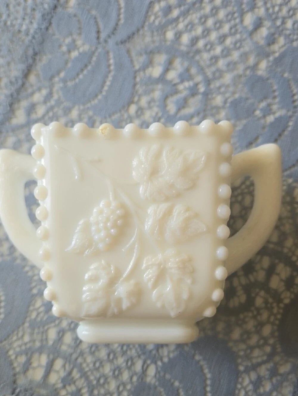 Westmoreland White Milk Glass Two-Handled Open Sugar Bowl